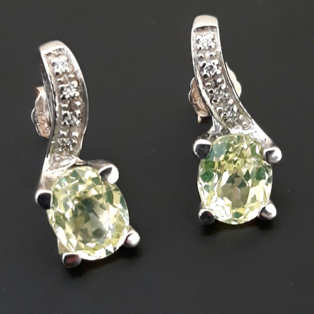 Apple Green Peridot Silver Earrings